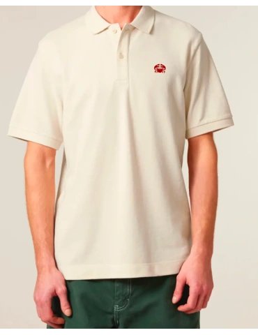 Polo bleu marine brodé rouge devant 2