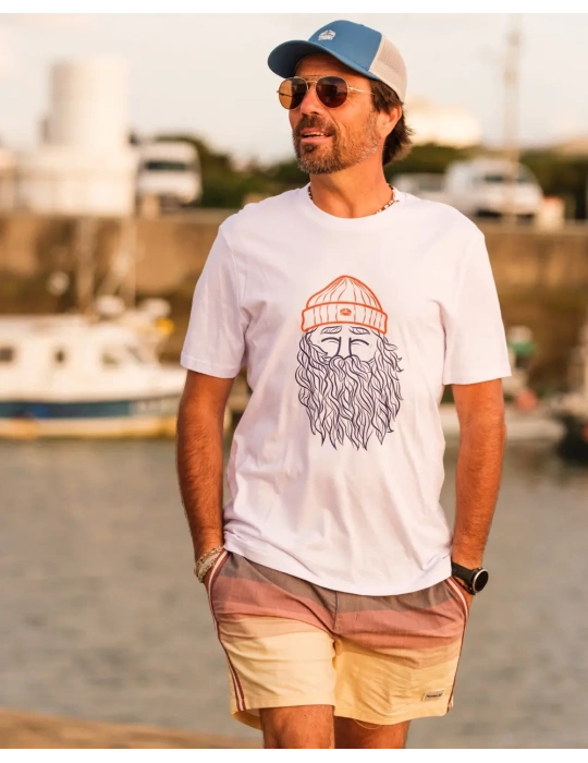 T-shirt bio unisexe “Narcisse Pelletier” – Sérigraphie algues – Histoire vraie vendéenne