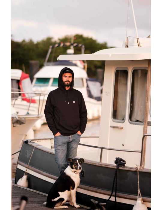 Sweat darü noir avec broderie crabe.