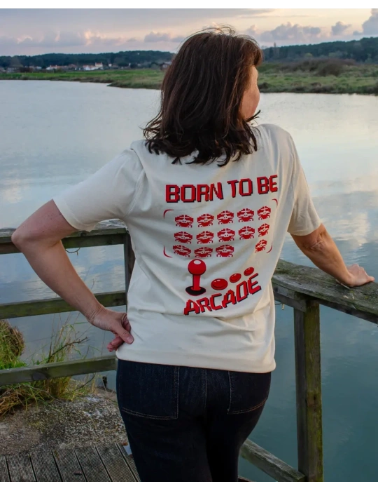 Tee-shirt Born To Be Arcade – Style rétro gaming – Coton bio – DARÜ