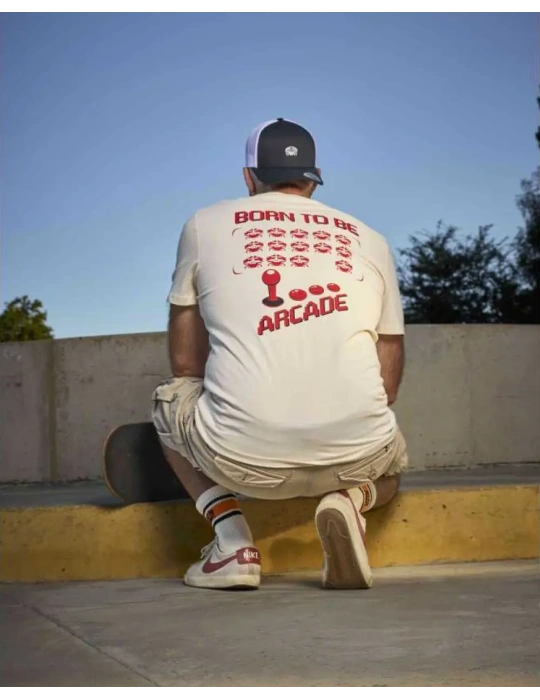 Tee-shirt Born To Be Arcade – Style rétro gaming – Coton bio – DARÜ