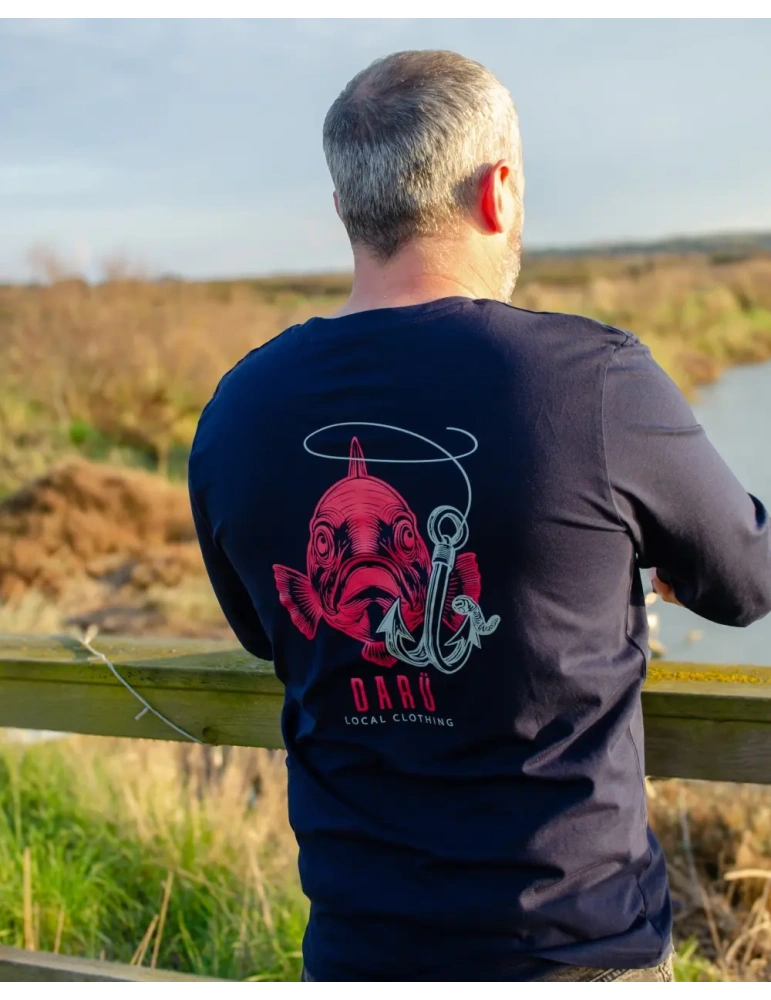 T-shirt manches longues Fish DARÜ – “Tu mords ou tu files ?” – Coton bio