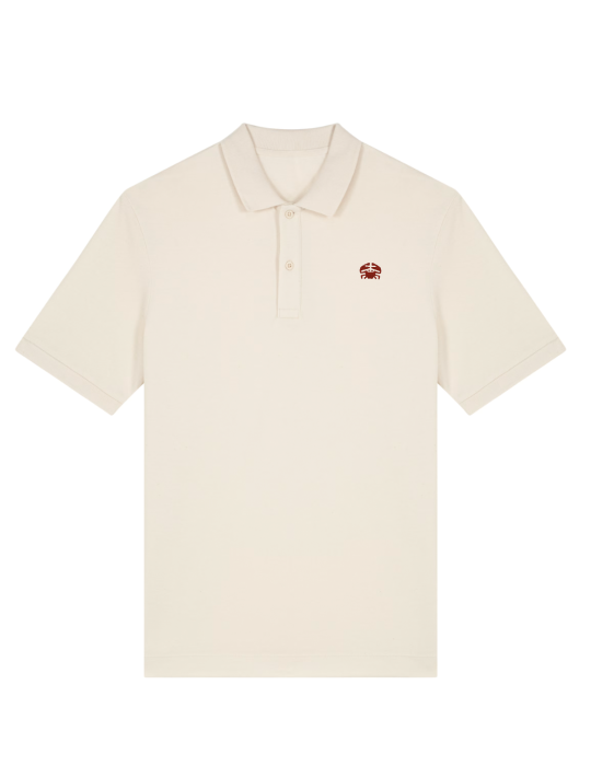 Polo coton daru couleur ecru brodé rouge