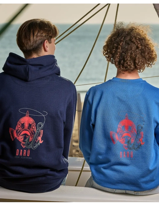 Sweat à capuche DARÜ “Tu mords ou tu files ?” – Sweat coton bio unisexe | Marque vendéenne