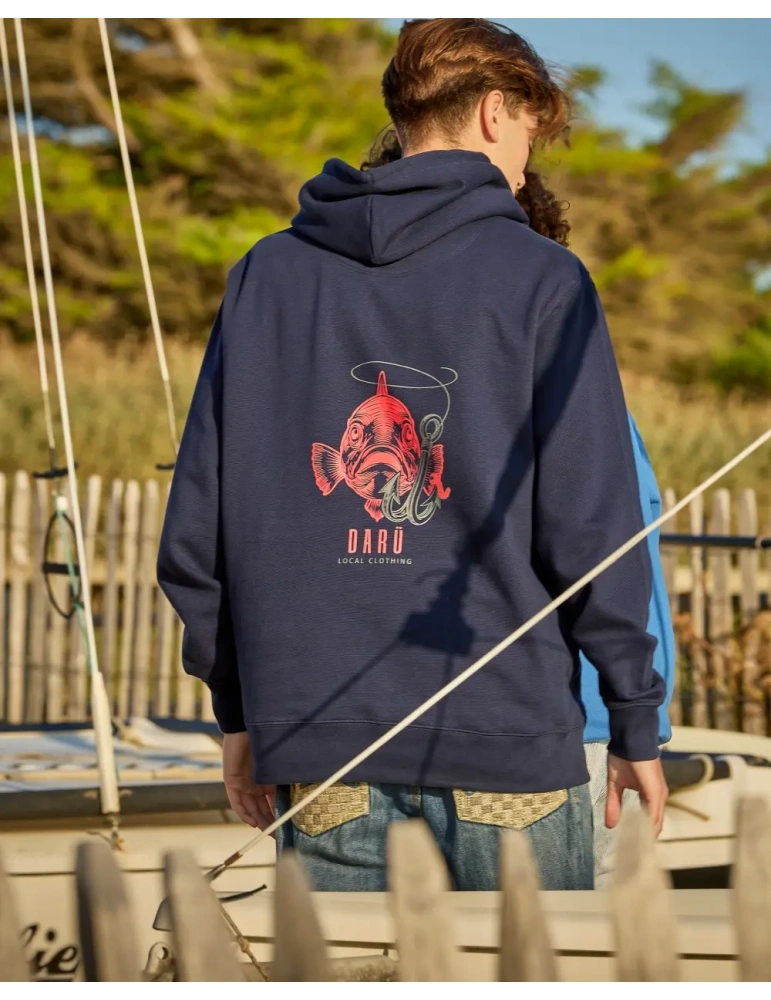 Sweat à capuche DARÜ “Tu mords ou tu files ?” – Sweat coton bio unisexe | Marque vendéenne