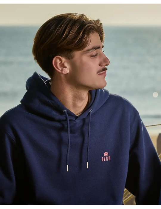 Sweat à capuche DARÜ “Tu mords ou tu files ?” – Sweat coton bio unisexe | Marque vendéenne