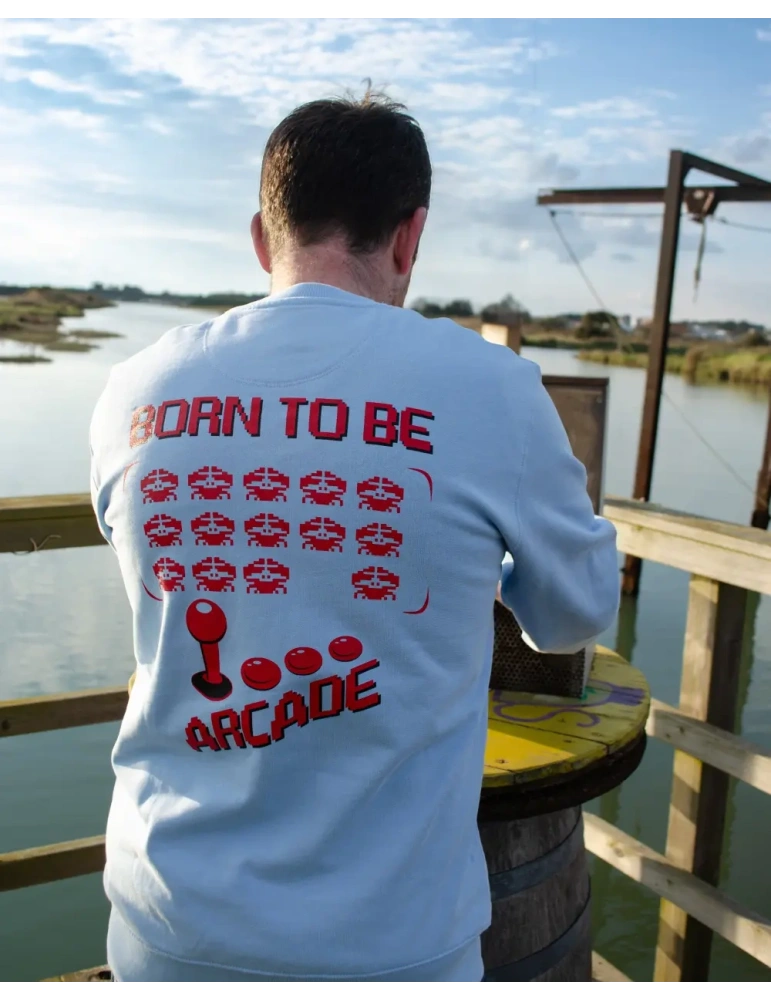 Sweat Born to Be Arcade – Coton Bio – Sérigraphie Française – Rétrogaming | DARÜ