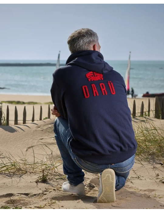Sweat zippé broderie bouclette coton bio – DARÜ Local Clothing | Mode éthique vendéenne
