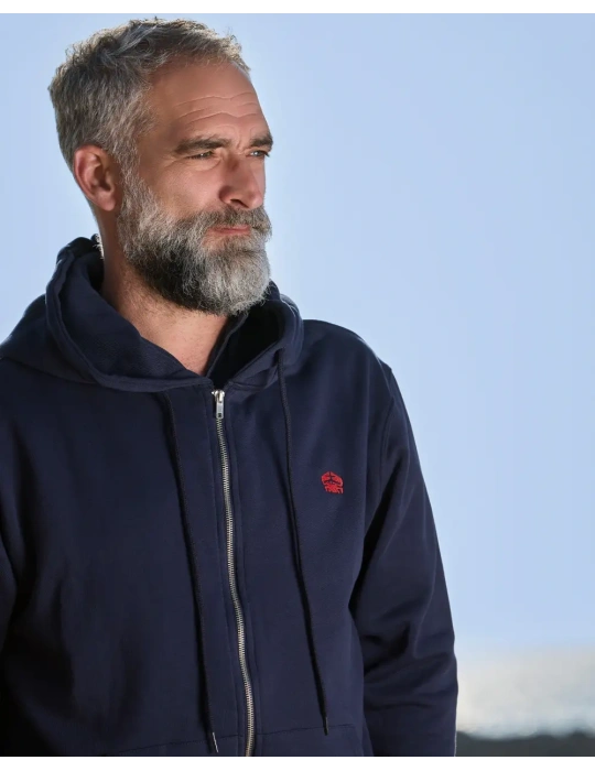 Sweat zippé broderie bouclette coton bio – DARÜ Local Clothing | Mode éthique vendéenne