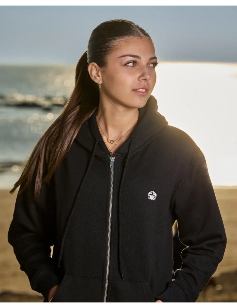 Sweat zippé broderie bouclette coton bio – DARÜ Local Clothing | Mode éthique vendéenne