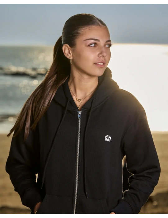 Sweat zippé broderie bouclette coton bio – DARÜ Local Clothing | Mode éthique vendéenne