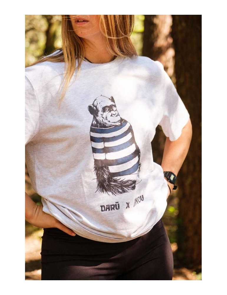 Tee shit singe blanc dessiné par Manou