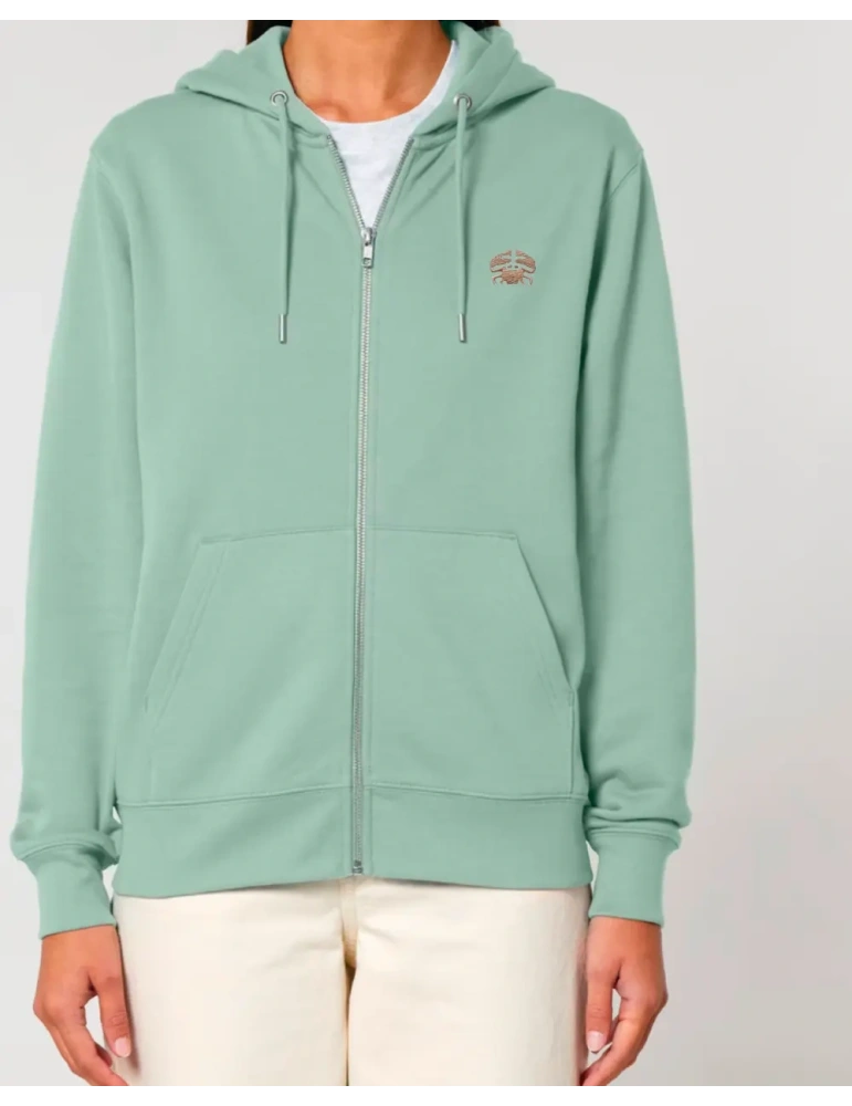 Sweat zippé brodé en coton bio – DARÜ Local Clothing | Mode éthique vendéenne