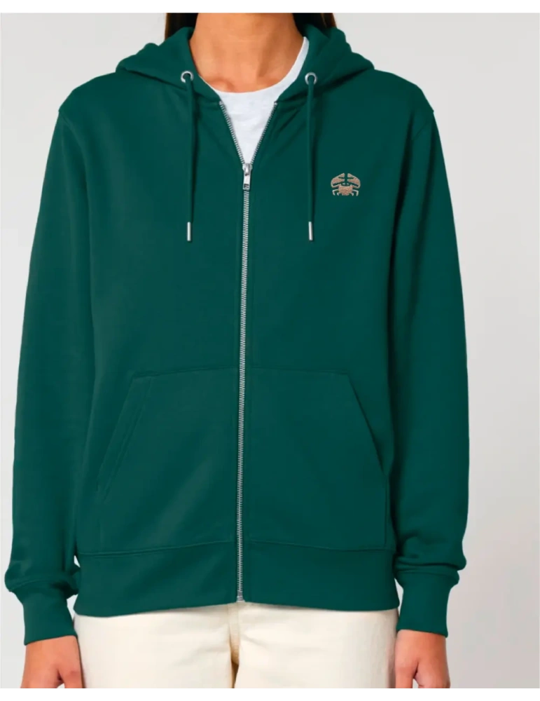 Sweat zippé brodé en coton bio – DARÜ Local Clothing | Mode éthique vendéenne