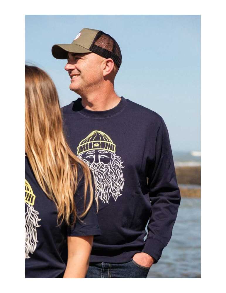 Sweat col rond DARÜ Narcisse – coupe unisexe, visuel illustré