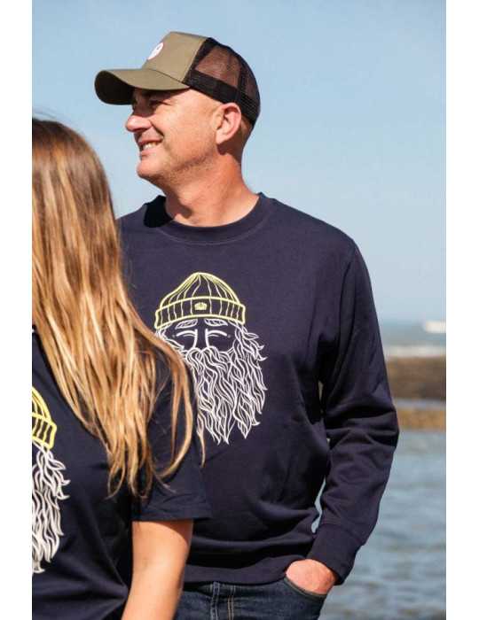 Sweat col rond DARÜ Narcisse – coupe unisexe, visuel illustré