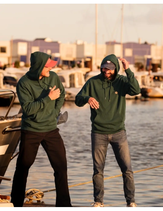 sweat à capuche glazed green brodé crabe DARU