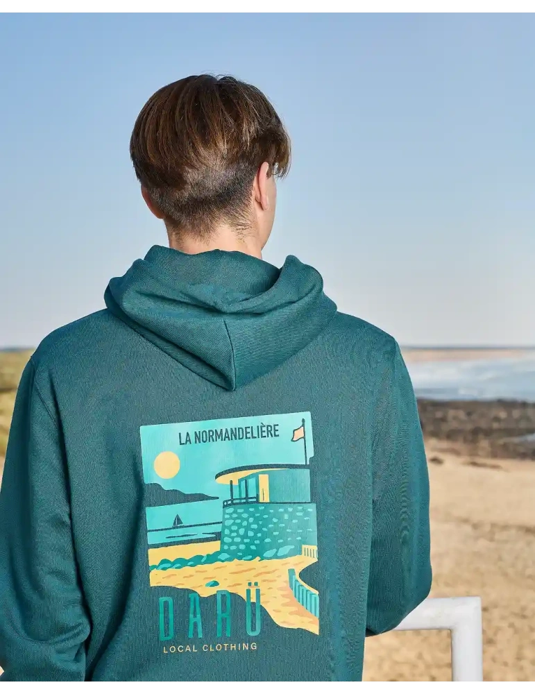Sweat vert sapin capuche daru la normadeliere