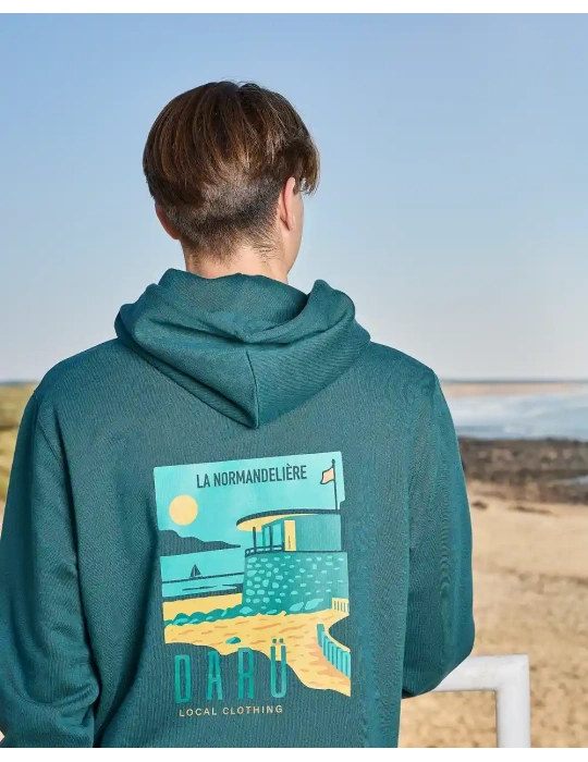Sweat vert sapin capuche daru la normadeliere
