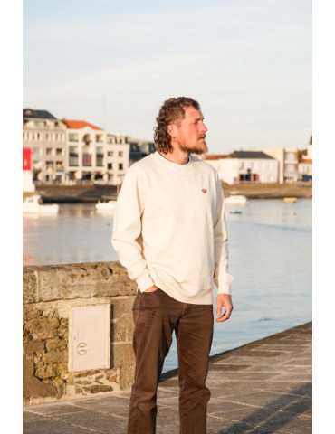 Sweat col rond unisexe DARÜ – broderie crabe côté cœur