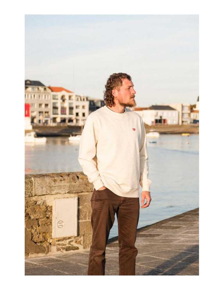 Sweat col rond unisexe DARÜ – broderie crabe côté cœur