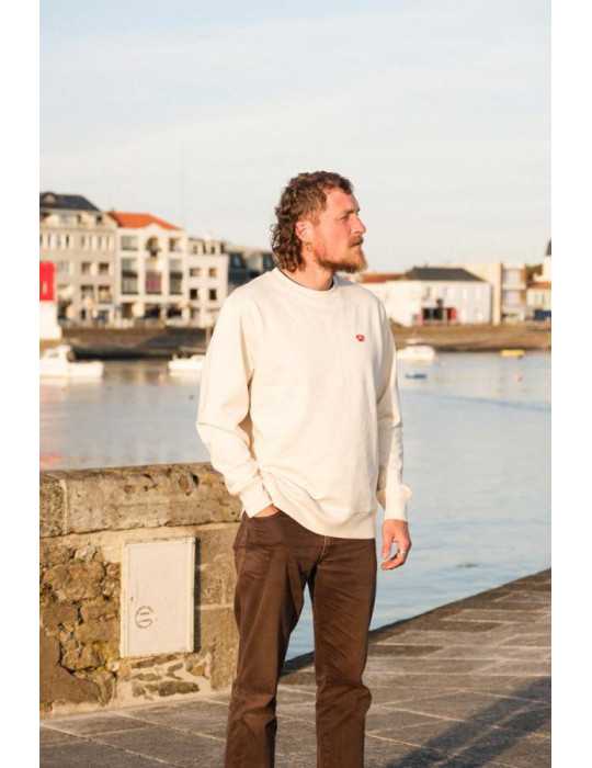 Sweat col rond unisexe DARÜ – broderie crabe côté cœur