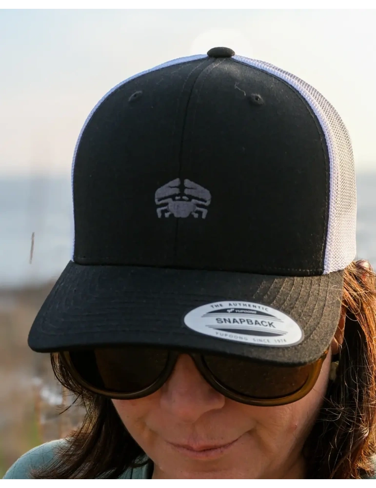 Casquette trucker 6 pans noir devant et mesh blanc derrière
