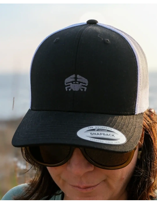 Casquette trucker 6 pans noir devant et mesh blanc derrière