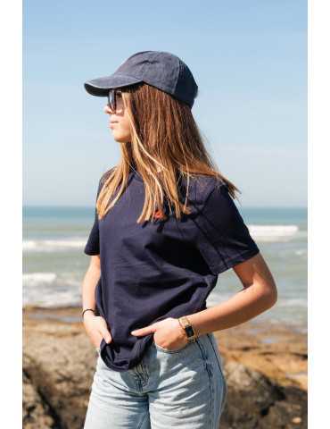 Tee-shirt unisexe DARÜ brodé en coton biologique bleu marine