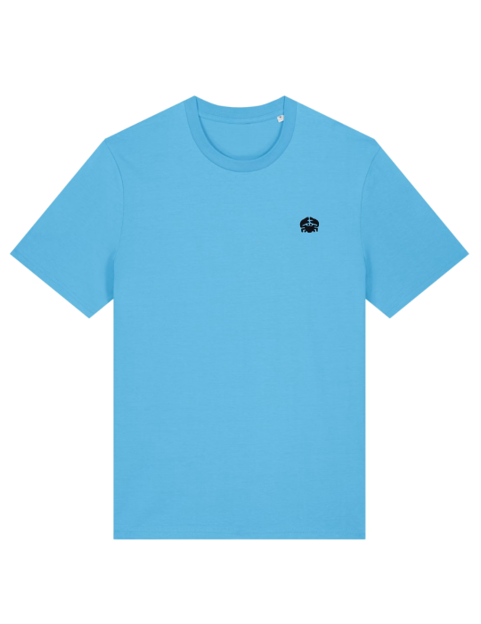 tee shirt bleu électrique brodé crabe