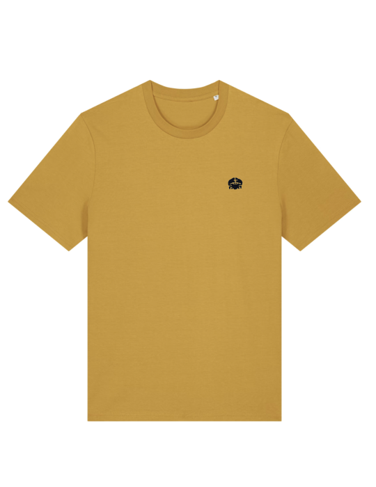 tee shirt jaune paille daru brodé crabe coeur