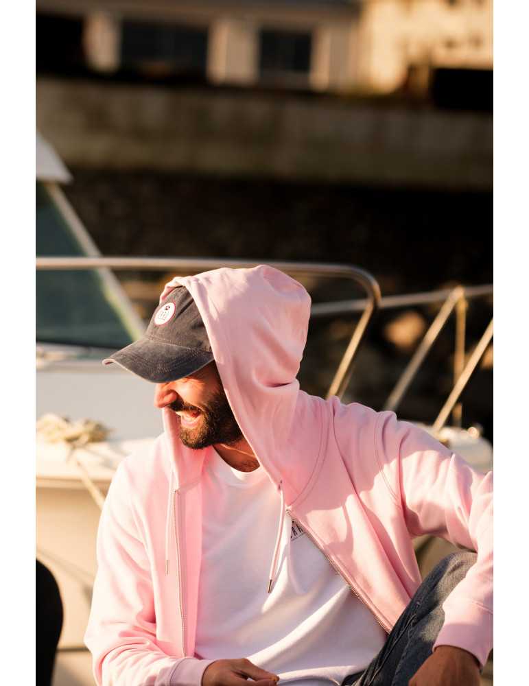 Sweat zippé rose pâle – coupe unisexe, coton biologique coton pink
