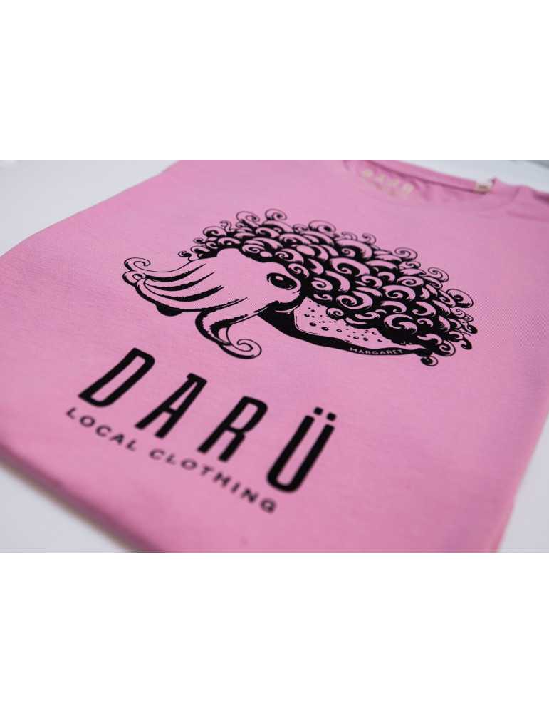 Tee-shirt bio DARÜ avec illustration de seiche Margare rose