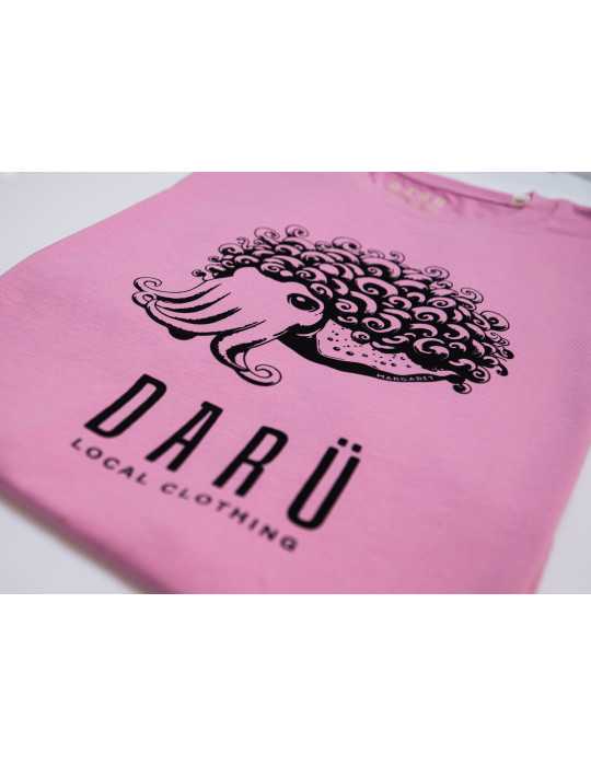 Tee-shirt bio DARÜ avec illustration de seiche Margare rose