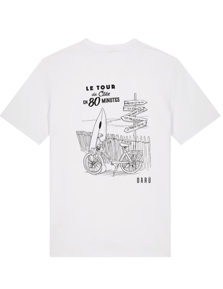 T-shirt DARÜ Tour de côte inspiré de Jules Verne en blanc