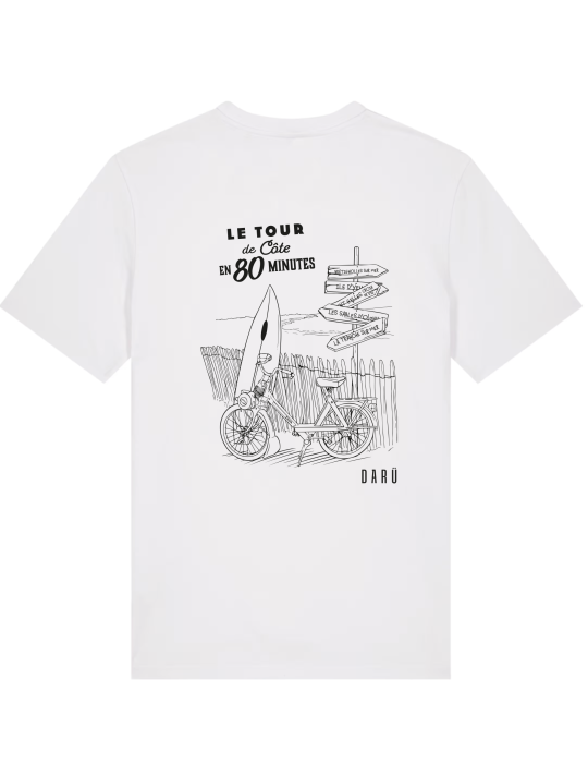 T-shirt DARÜ Tour de côte inspiré de Jules Verne en blanc
