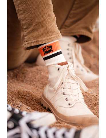Chaussettes DARÜ écru bandes orange crabe