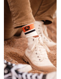 Chaussettes DARÜ écru bandes orange crabe