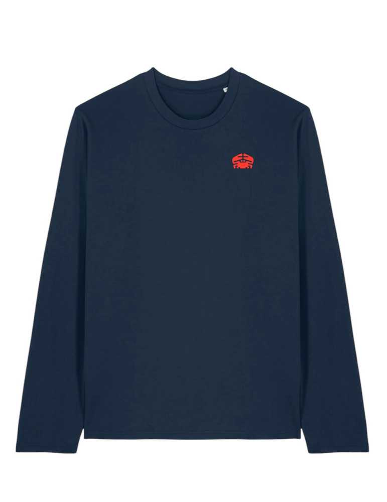 T-shirt manches longues DARÜ bleu marine – vue dos – logo crabe
