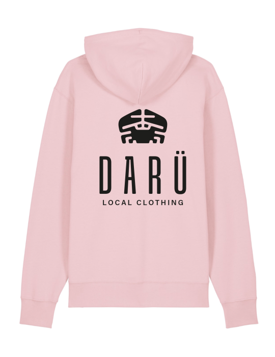 Sweat rose capuche – sérigraphie dos et cœur logo crabe