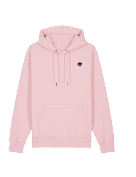 Sweat rose capuche – sérigraphie dos et cœur logo crabe