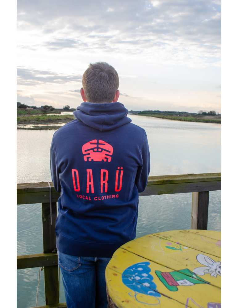 Sweat capuche DARÜ sérigraphie dos – logo crabe et nom de la marque