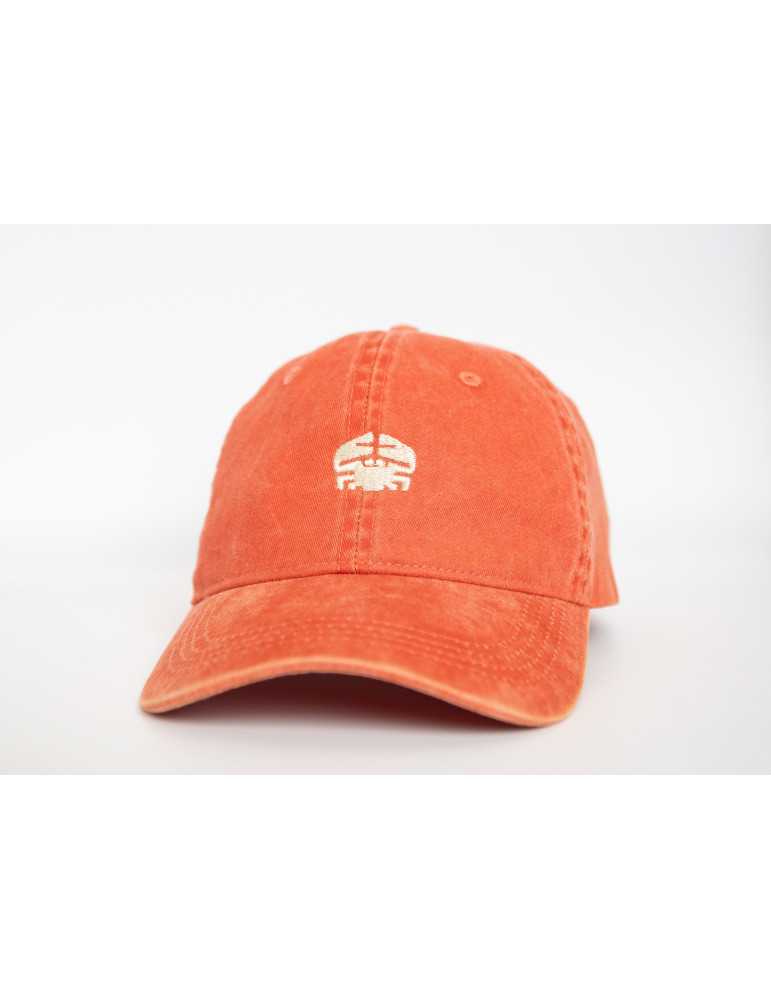 Casquette délavée unisexe DARÜ – coton bio – broderie crabe couleur terra motta