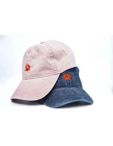 Casquette délavée rose DARÜ – broderie crabe – vue de face 2