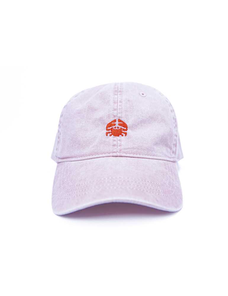 Casquette délavée rose DARÜ – crabe brodé – vue de face