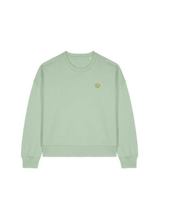 sweat brodé couleur menthe coupe femme loose daru