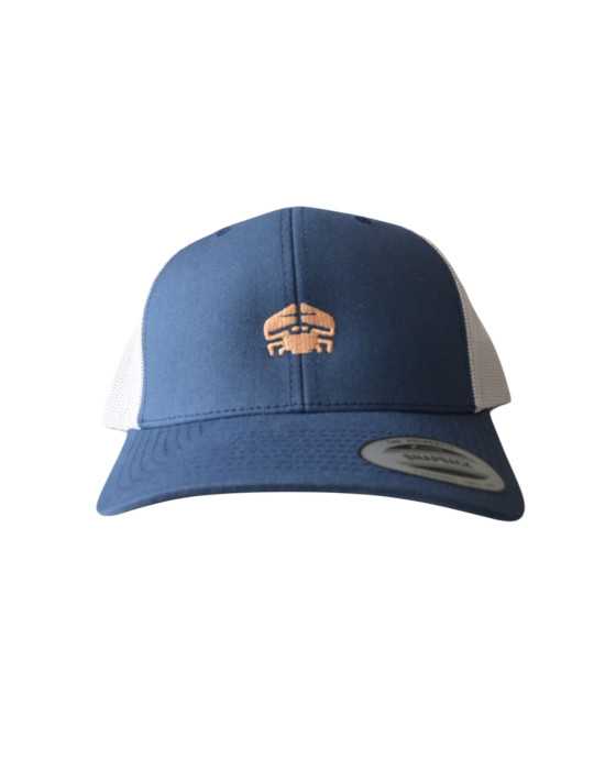 casquette bleu brodé crabe