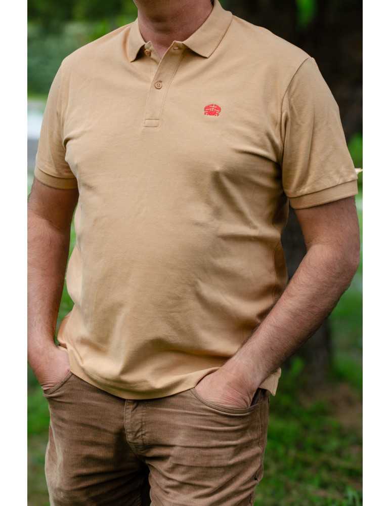 Polo coton daru brodę porte couleur latté
