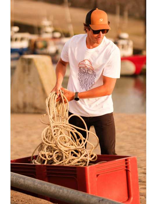 Tee shirt darü narcisse pelletier blanc remonte un filet de pêche