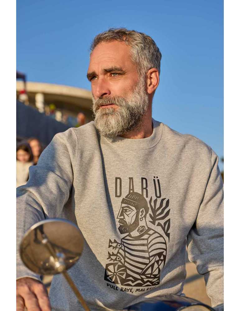 Sweat daru marin pull rayé mal rasé sur vespa